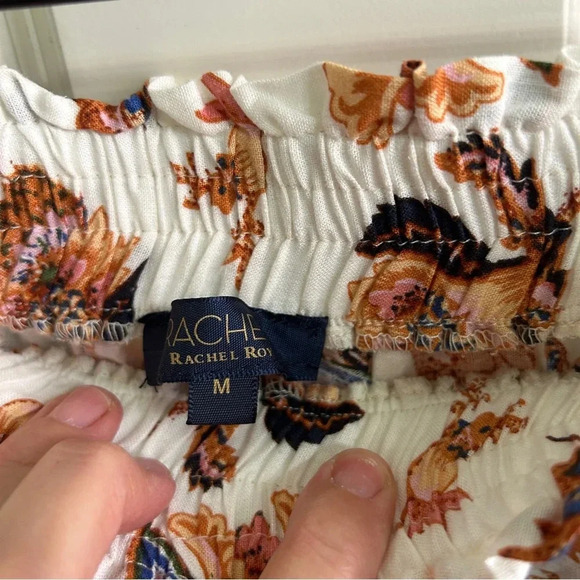 EUC Rachel Roy linen boho skirt Medium with ruffle. Elastic gathered waist. - Picture 6 of 8